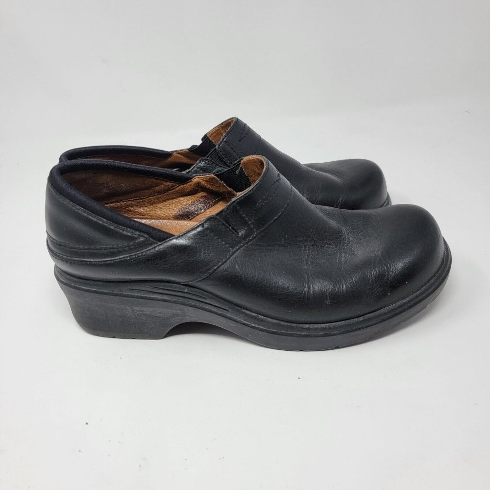 Ariat Women's Sz 8B Black‎ Leather Toe Slip On Nurse Shoes Clog
